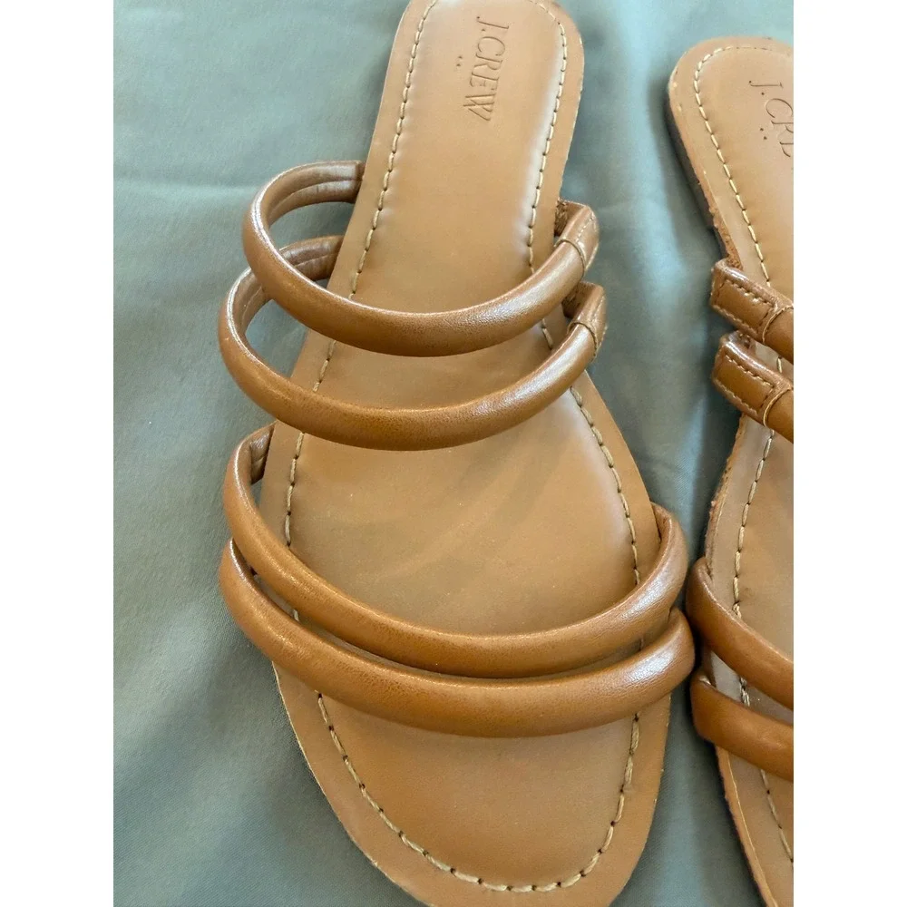 J.‎ Crew Womens Tan Brown Multi Strap Padded Slide Sandals Flat Shoes Size 6